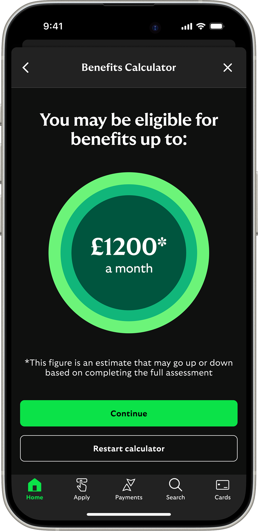 Lloyds Bank Benefits Calculator results screen